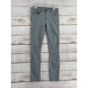 Theory Skinny Jeans Women 27 Blue White Striped Stretch Denim Made in USA